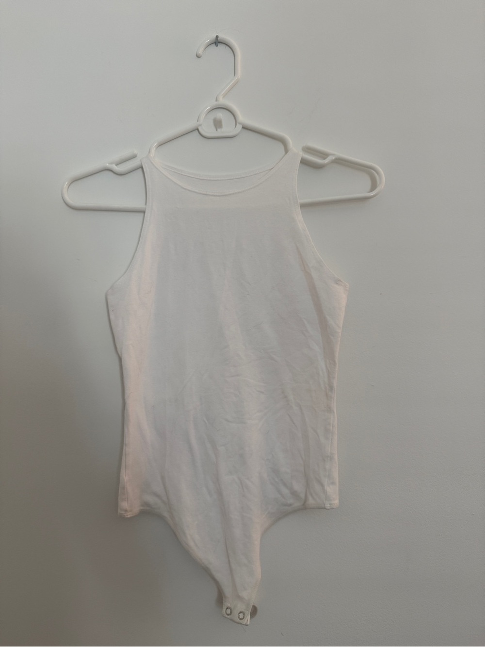 American Apparel White Ribbed High Neck Bodysuit